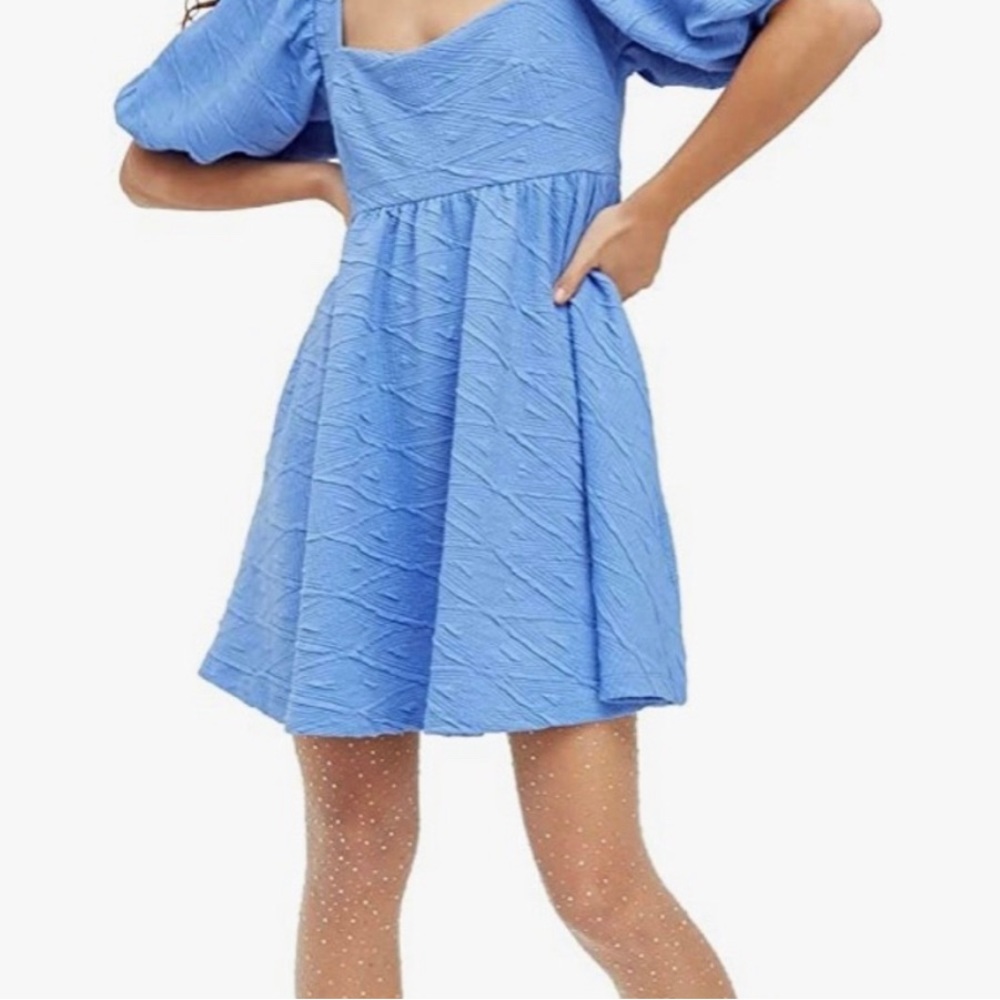 Free People Women’s Violet Textured Mini Dress in Dec Sky / S /